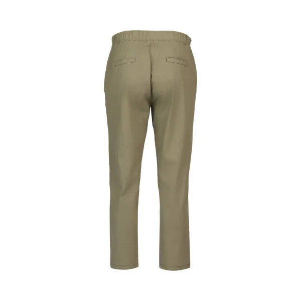 Vassalli 7/8 Slim Leg Elastic Waist Pant in Army Back View - Just Pants