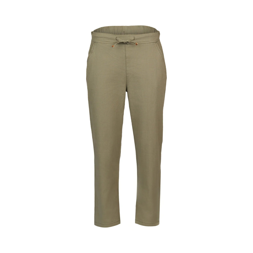 Vassalli 7/8 Slim Leg Elastic Waist Pant in Army Front View - No Model