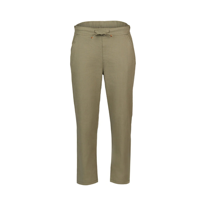 Vassalli 7/8 Slim Leg Elastic Waist Pant in Army Front View - No Model