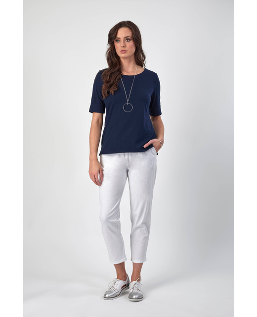 Vassalli Boat Neck Top - Navy