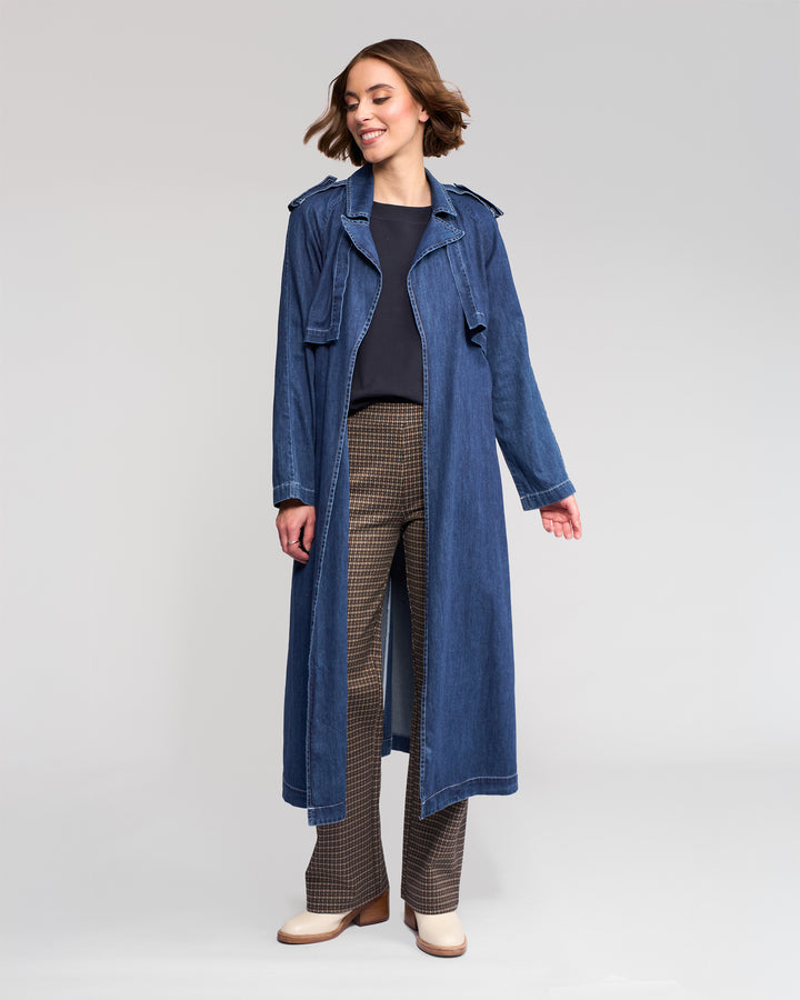 Vassalli | Galaxy Trench Coat - Dark Blue - Front View