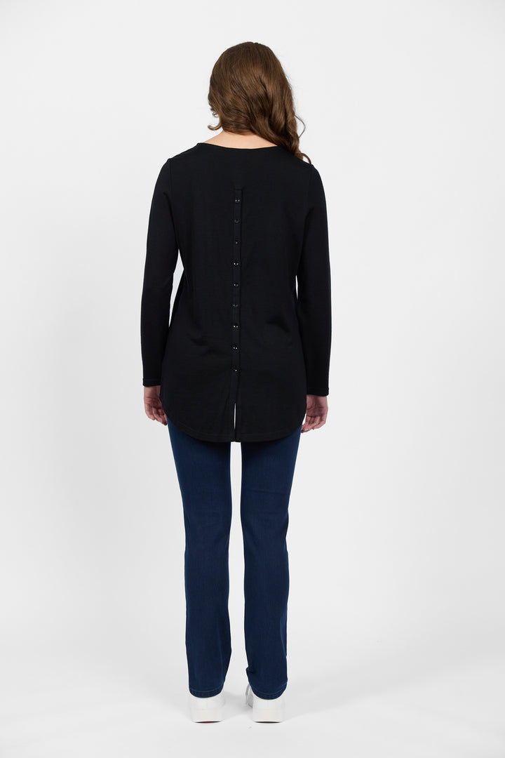 Vassalli Merino Long Sleeve with Back Button - Back View
