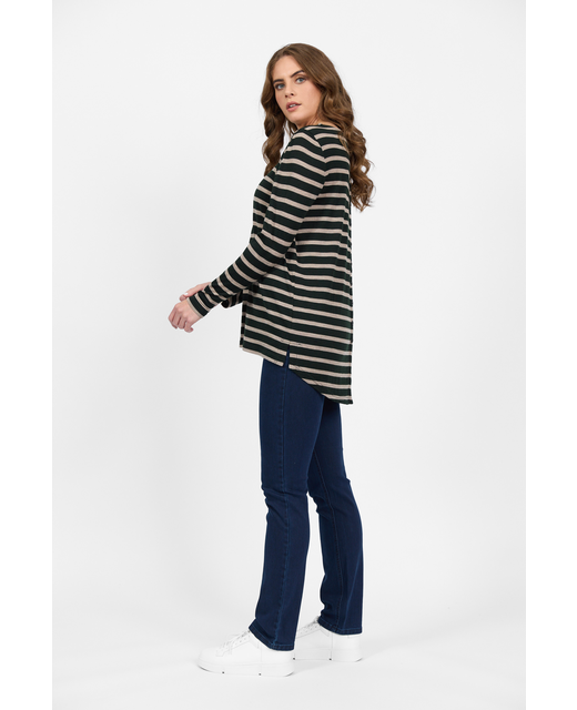 Vassalli Merino Long Sleeve with Back Button - Side View