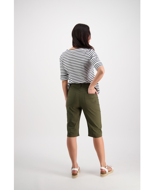 Vassalli | Poplin Straight Leg Short - Khaki - Back View 