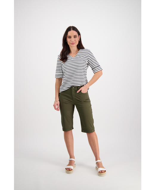 Vassalli | Poplin Straight Leg Short - Khaki - Front View 