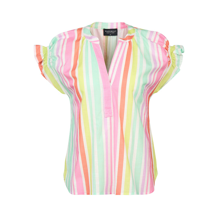 Vassalli | Printed Drop Shoulder Top - Cabana - Just Shirt - Front View