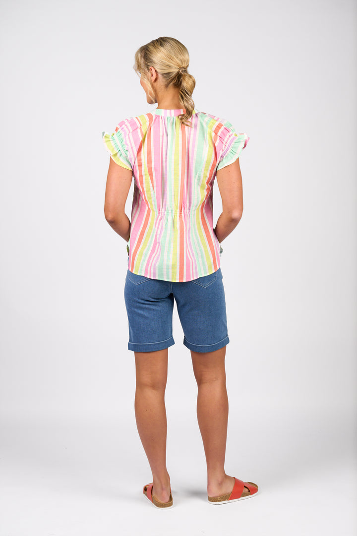 Vassalli | Printed Drop Shoulder Top - Cabana - Back View
