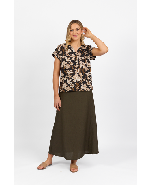 Vassalli I Printed Dropped Shoulder Top - Full Model