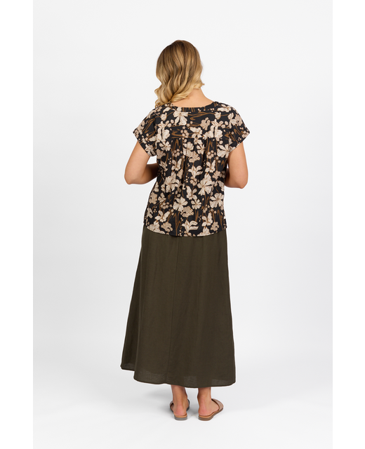 Vassalli I Printed Dropped Shoulder Top - Back View