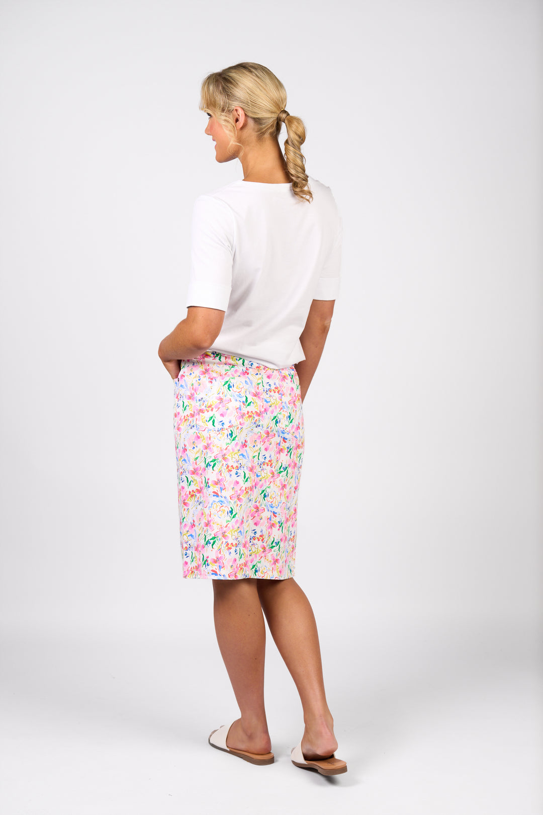 Vassalli | Printed Lightweight Skirt - Porto - Back View
