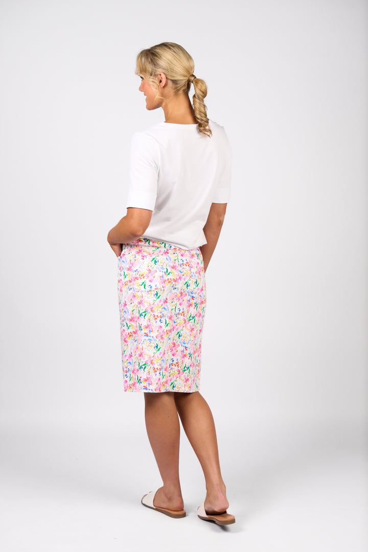 Vassalli | Printed Lightweight Skirt - Porto - Back View