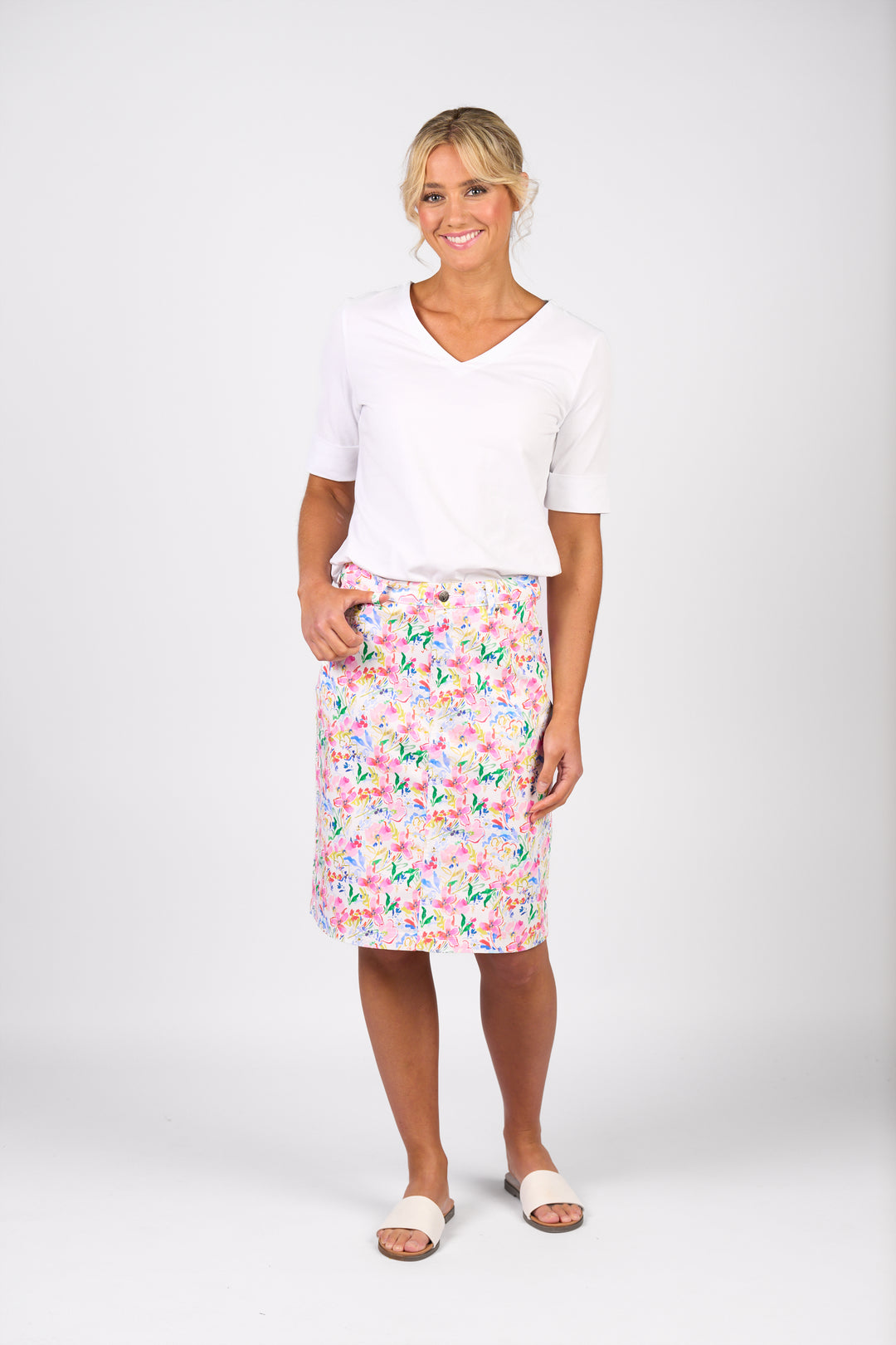 Vassalli | Printed Lightweight Skirt - Porto - Front View