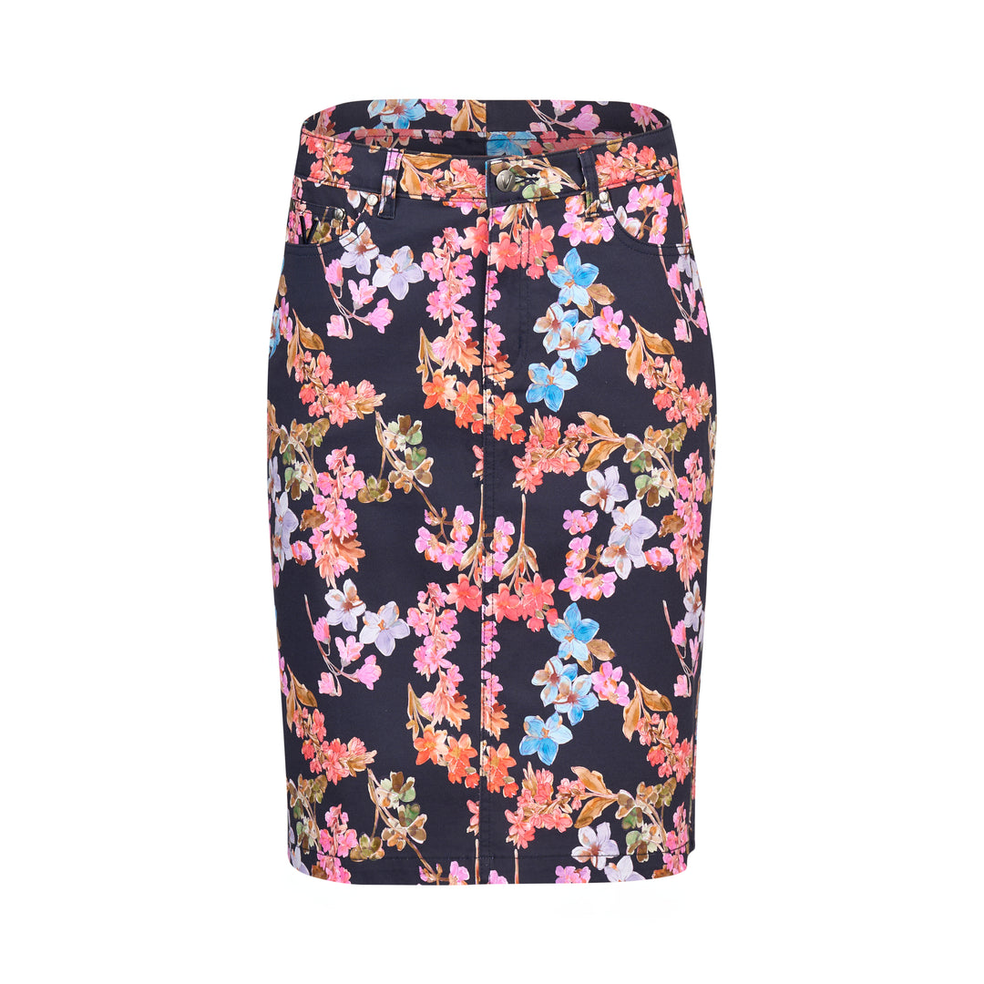 Vassalli Printed Lightweight Skirt Willa Front View - No Model