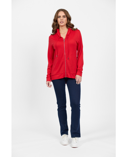 Vassalli Red Zip Up Hooded Jacket Merino