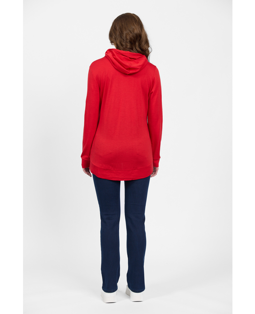 Vassalli Red Zip Up Hooded Jacket Merino Back