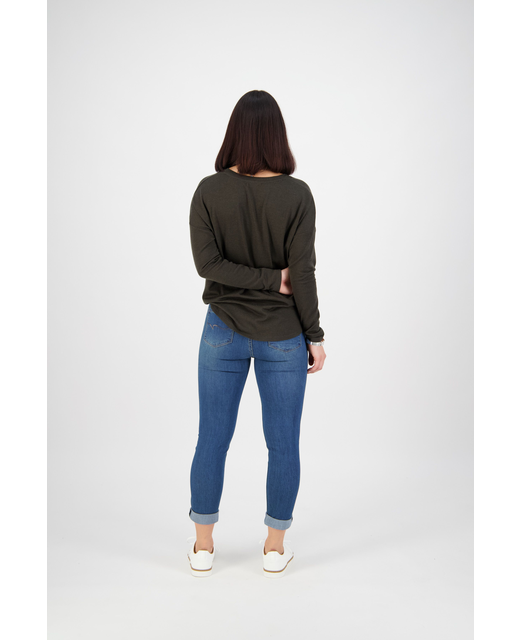 Vassalli Skinny Leg Ankle Grazer Jean with Folded Cuff - Back View