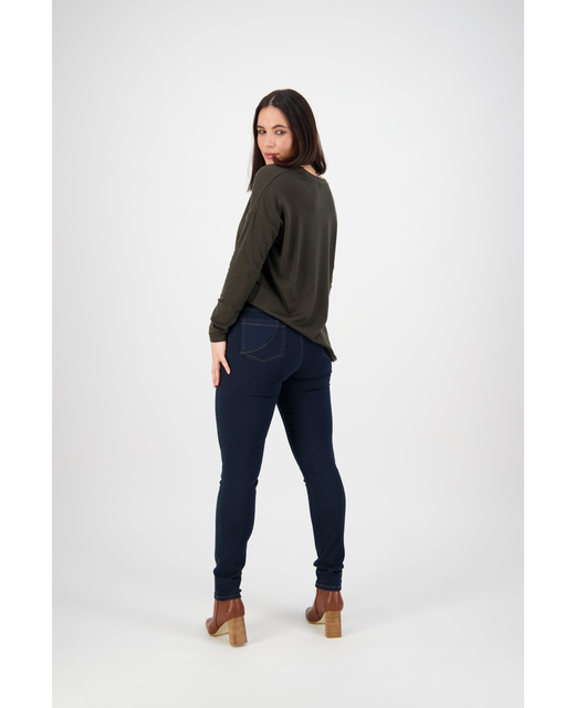 Vassalli Skinny Leg Full Length Basket Weave Jean - Back View