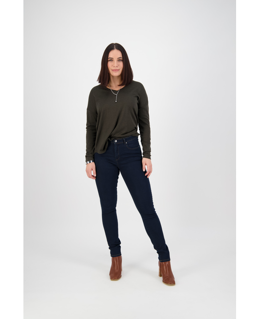 Vassalli Skinny Leg Full Length Basket Weave Jean - Front View