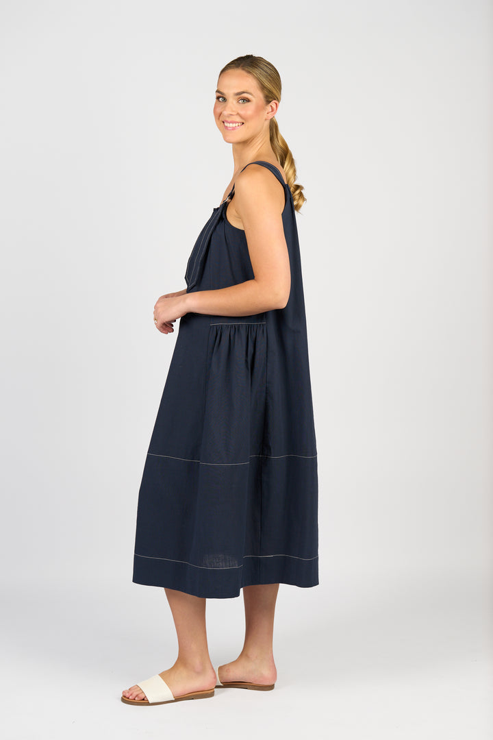 Vassalli Sleeveless Balloon Dress Ink - Side View