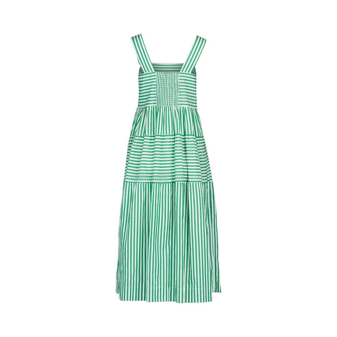 Vassalli Sleeveless Tiered Dress Clover Stripe Back View Just Dress