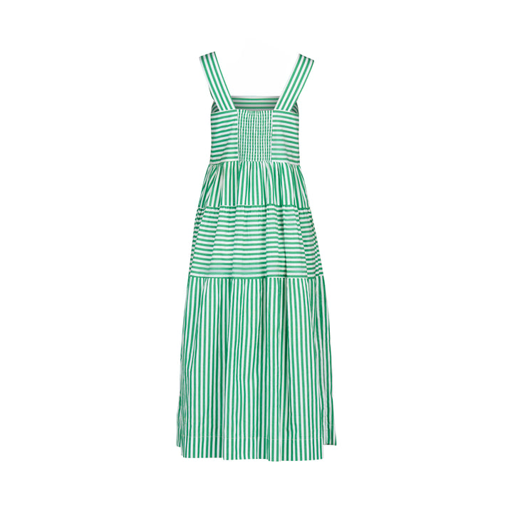 Vassalli Sleeveless Tiered Dress Clover Stripe Back View Just Dress