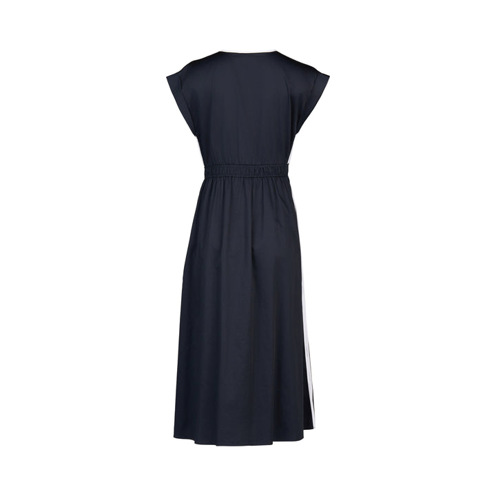 Vassalli V Neck Shirred Waist Dress Ink - Just Dress Back