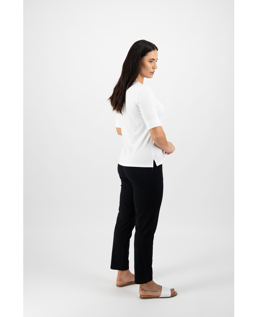 Vassalli V Neck Top - White Side View