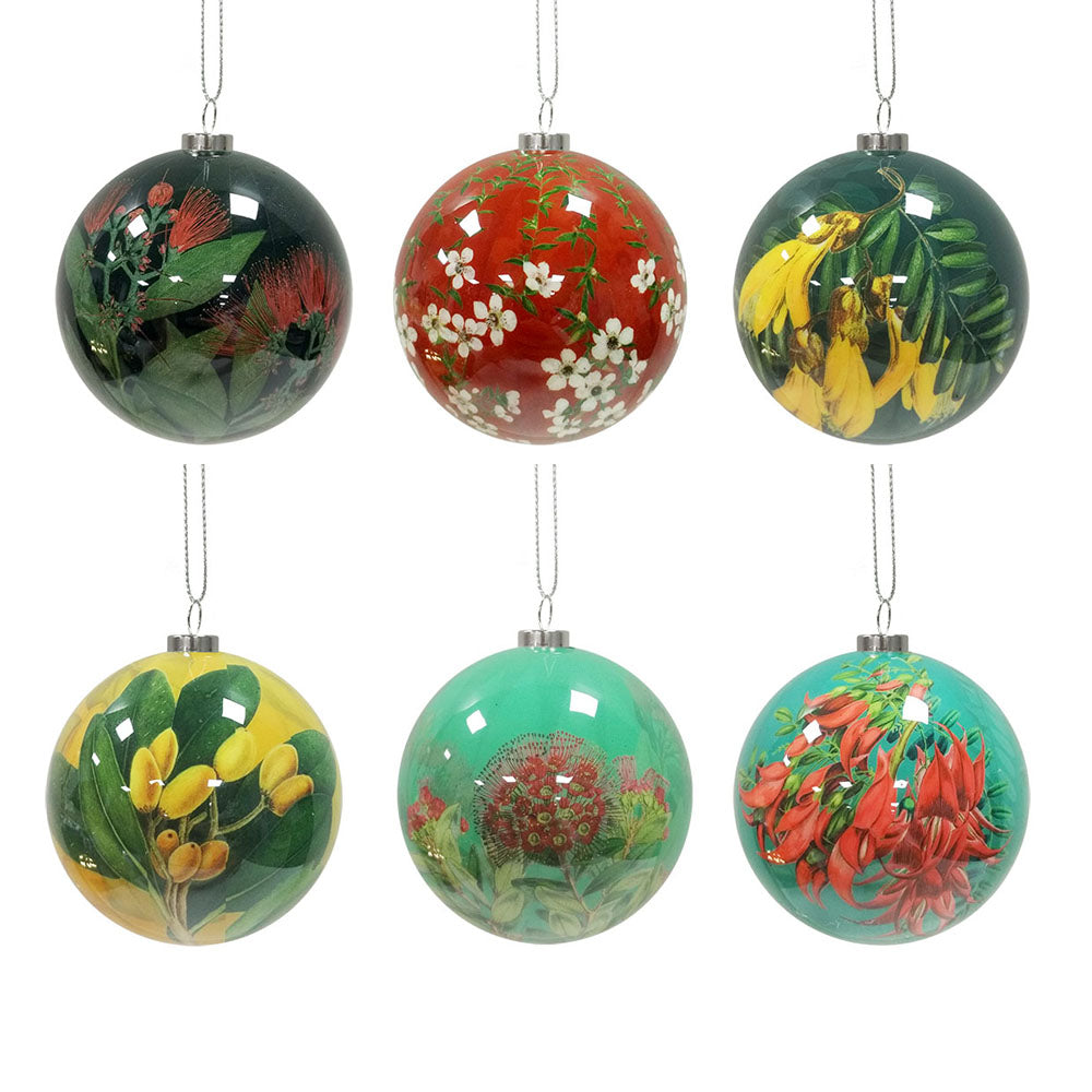 Set of 6 Xmas Baubles - Flora