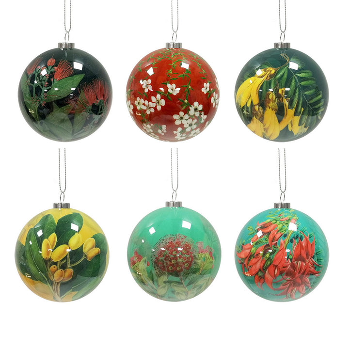 Set of 6 Xmas Baubles - Flora