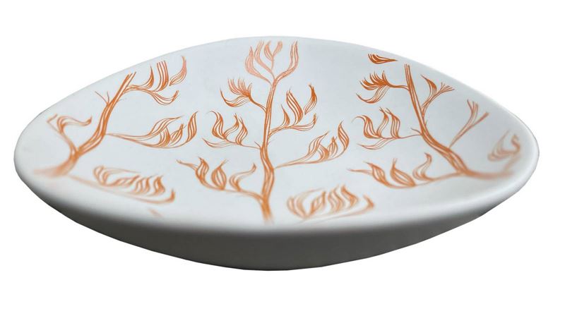 Bowl 10cm Harakeke Orange on White