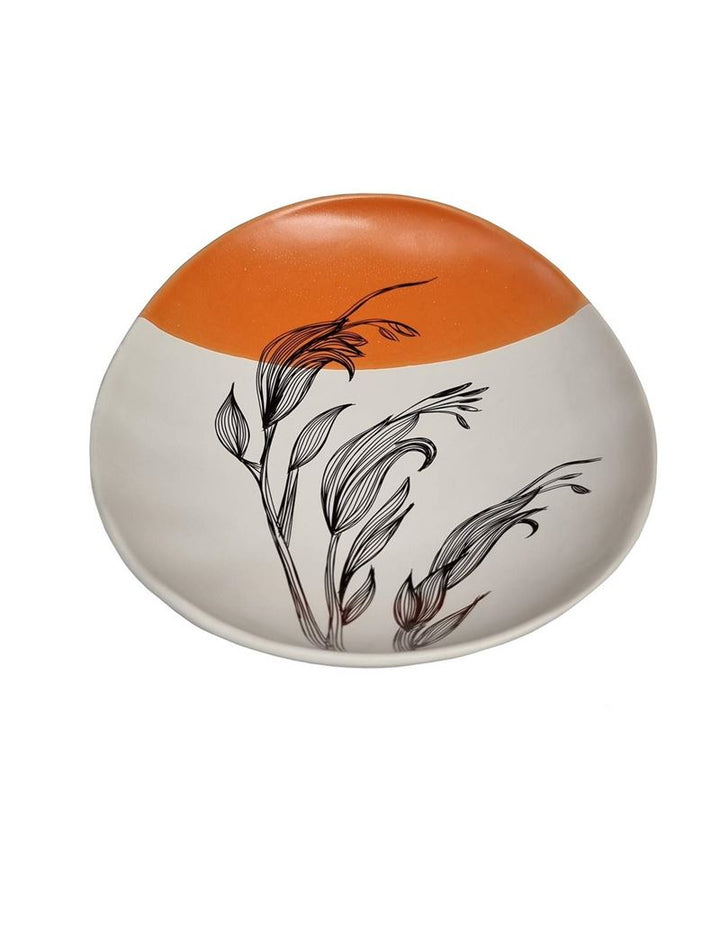 Bowl 24cm Harakeke Flower 2 Orange Dipped