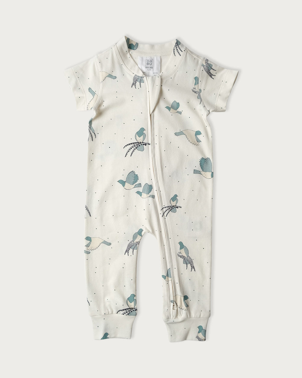 All-in-One Short Sleeve Bodysuit Kereru 0–3 Months