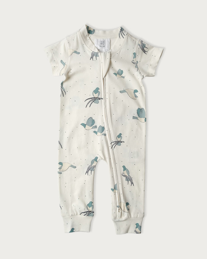 All-in-One Short Sleeve Bodysuit Kereru 0–3 Months