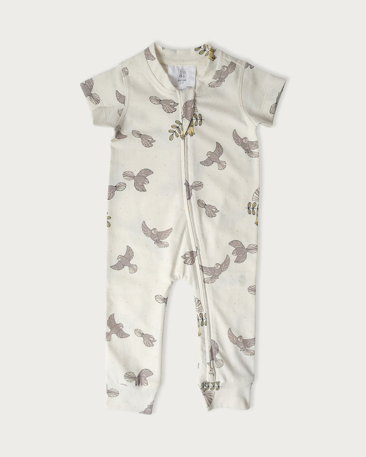 All-in-One Short Sleeve Bodysuit Fantail 0–3 Months