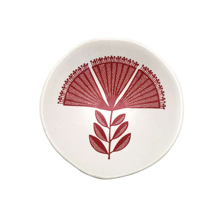 Bowl 7cm Red Pohutukawa Lace On White