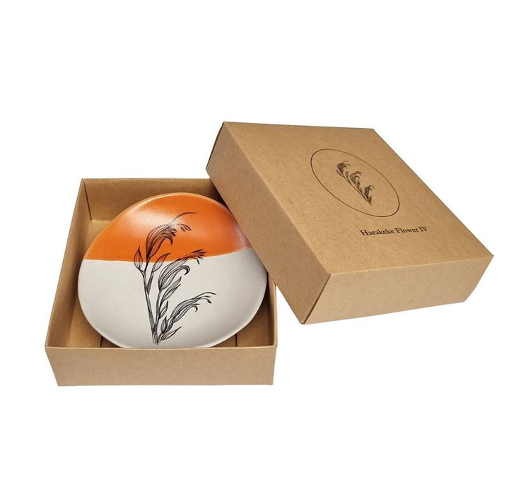 Bowl 10cm Harakeke Flower 4 Orange Dipped