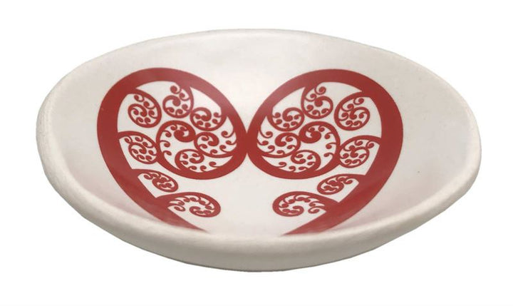 Bowl 7cm Red Aroha Fern on White