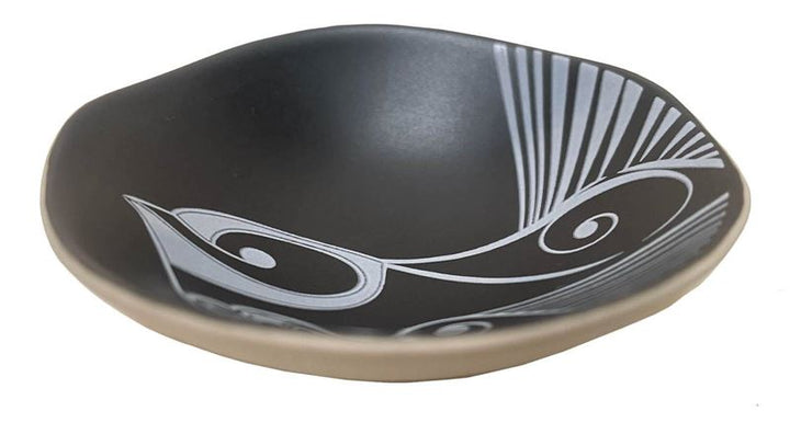 Bowl 7cm Piwakawaka White on Black
