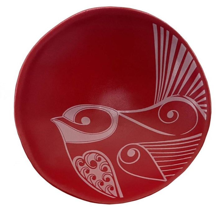 Bowl 7cm Piwakawaka White on Red
