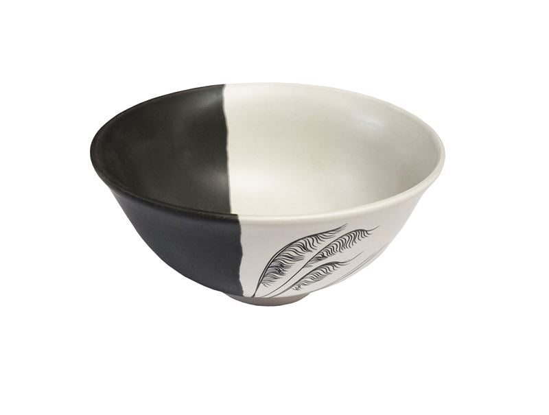 Bowl 11cm Toetoe Dipped Black on White
