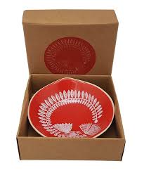 Bowl 7cm White Fantail On Red