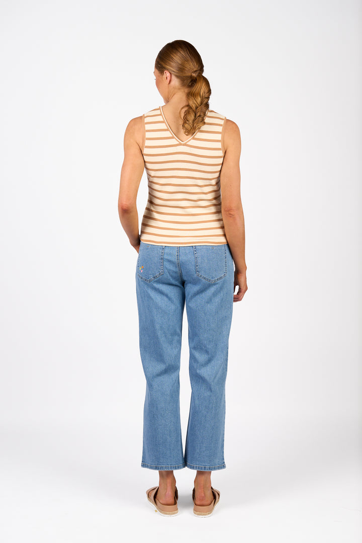 Vista Tank - Ecru/Caramel Stripe