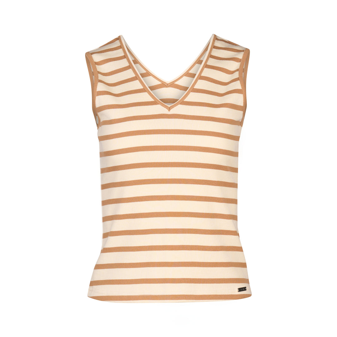 Vista Tank - Ecru/Caramel Stripe