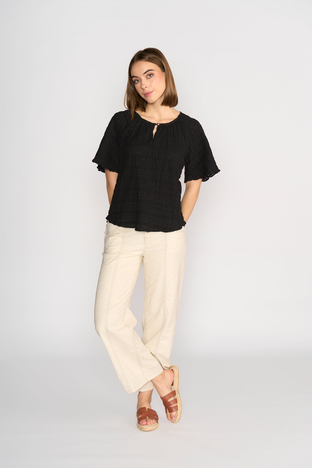 Knewe | Hazel Top - Black Texture