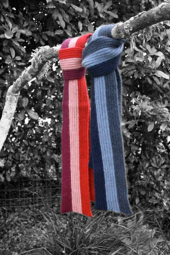 Childs Stripe Possum Merino Rib Scarf