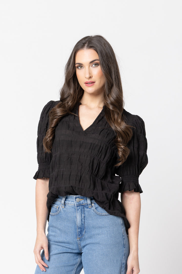 Seeking Lola | Butterfly Top - Black with Jeans