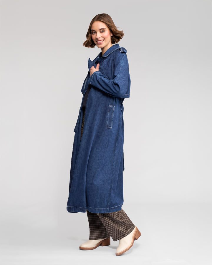 Vassalli | Galaxy Trench Coat - Dark Blue