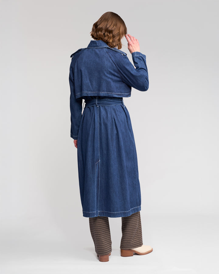 Vassalli | Galaxy Trench Coat - Dark Blue