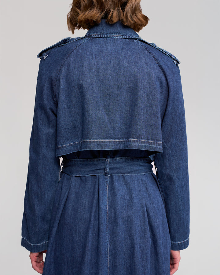 Vassalli | Galaxy Trench Coat - Dark Blue