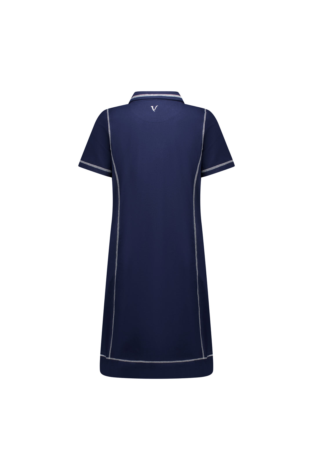 Vassalli | Short Sleeve Contrast Stitch Dress - Ink
